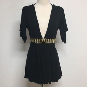 LAST PRICE ⬇️ Sky Belted PLUNGE ¾ Sleeve Top